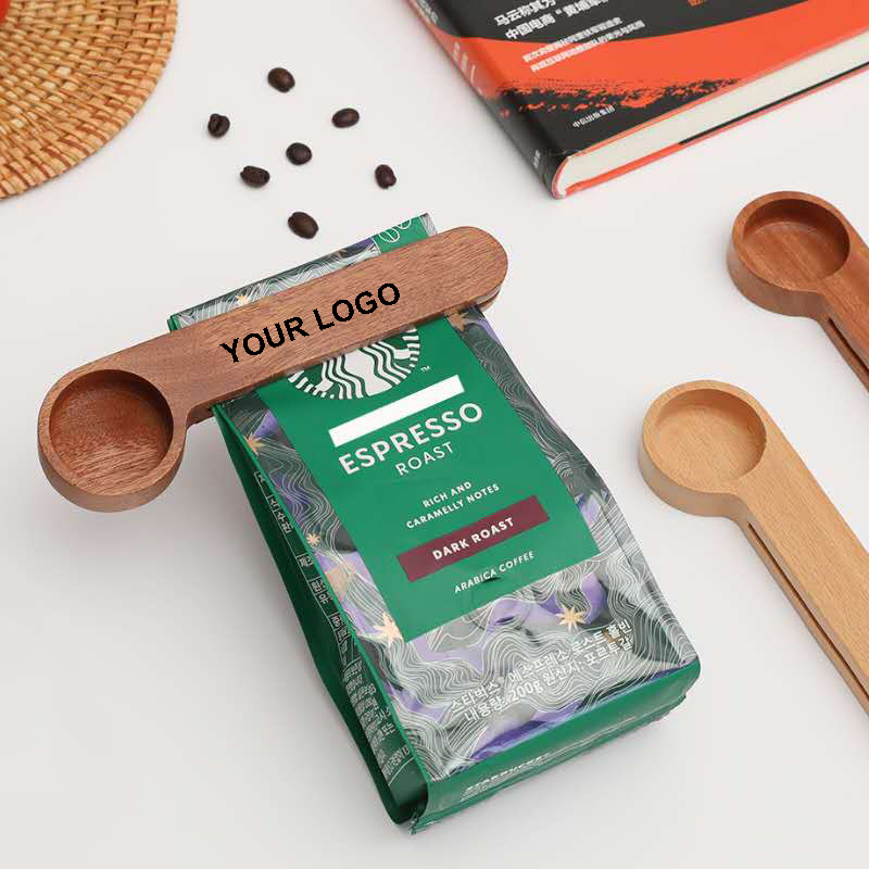 	Custom wooden coffee scoops with clip