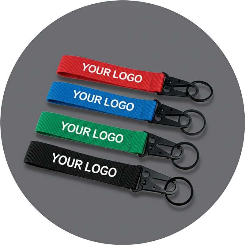 	Lanyards cortos personalizados con mosquetón y logo